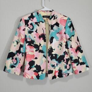 Kasper Floral Blazer Women 8P Vintage Y2K Business Casual Spring Office Pink